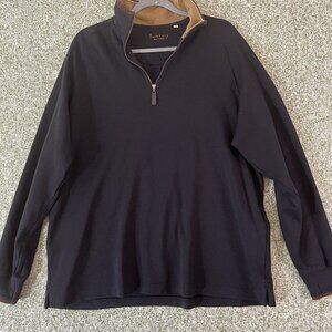 Turnbury Sweater Large Black 1/4 Zip Contrast Collar Pullover Smart Casual Basic
